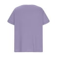 thumbnail image 3 of ELABCH Womens Summer Tops V-neck Plus Size Solid Color Sleeve Short Sleeve Tops Stylish Casual Blouse Purple XL, 3 of 4