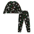 thumbnail image 5 of SCRAWLGOD Christmas Snowflake Musical Notes Black 2 Pack Women’s Pajama Sets with Pockets Long Sleeve Long-Sleeve Pullover Top and Full-Length Bottom Lounge Sets Soft Pj Sleepwear, L, 5 of 7