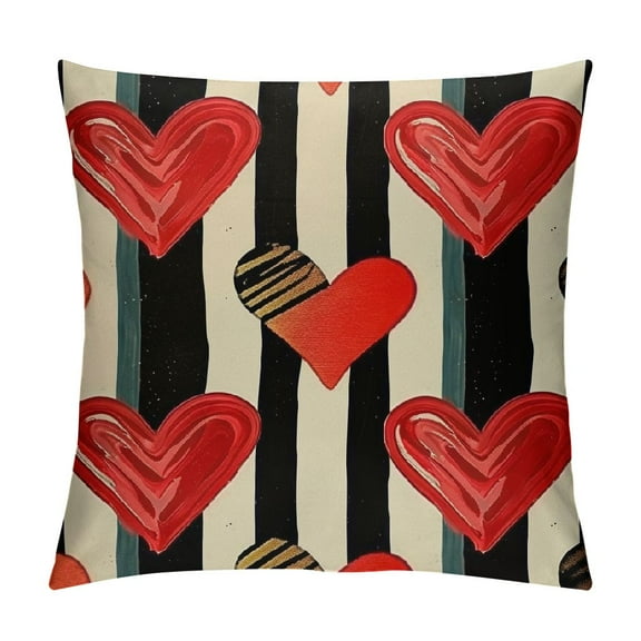 PHYHOO Hello Valentine's Day Decorative Throw Pillow Covers, Black White Stripes Porch Outdoor Home Decor, Wedding Farmhouse Couch Cushion Case White