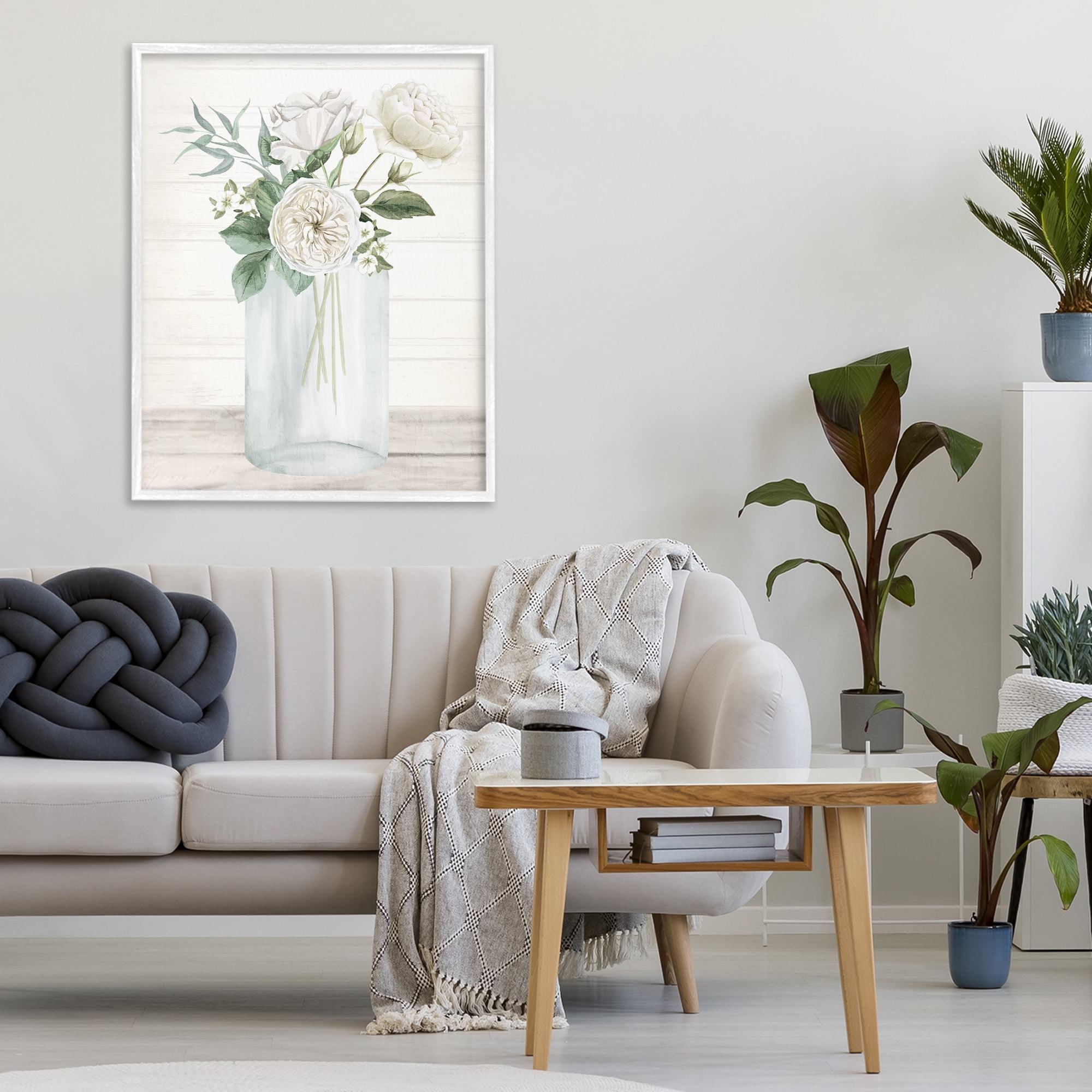 Stupell Industries Patience Flower Vase White Framed Giclee Art, design by Kim Allen
