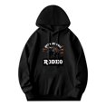 thumbnail image 1 of Men's Long Sleeve Hoodie Pullover Sweatshirt with Pockets - Graphic Elephant in Cow Hat ' Not My First Rodeo ' Design, 1 of 7