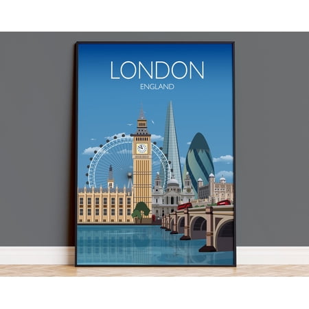 London Travel Print, London Travel Poster, St Pauls Cathedral, Big Ben, Tower of London Art Lovers Gift, UK Travel Poster, London Gifts, 8x12 UNFRAMED