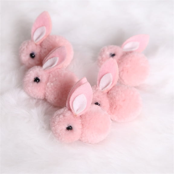 Mini Easter Bunnies 5 Pack Small Plush Rabbits Pastel Spring Decor Table Accents Mantel Vignettes Holiday Display Props Wipeable Seasonal Home Accessories