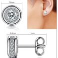 thumbnail image 3 of Pendientes de diamantes redondos completos CHAO de plata de ley 925 hipoalergénicos, 3 of 5