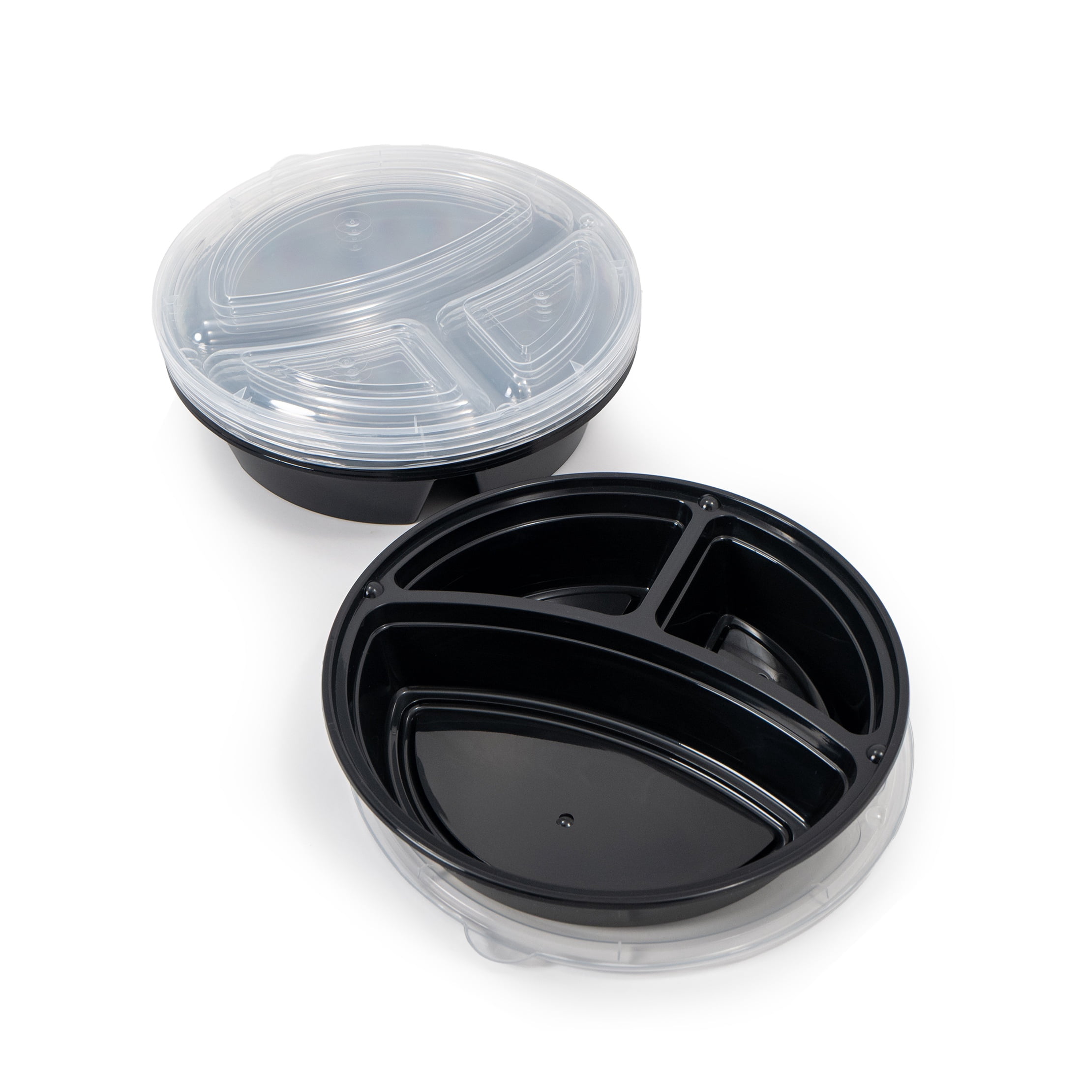 (2 pack) Mainstays 10-Piece (5 Containers + 5 Lids) Round Meal Prep Containers, 3-Compartments, 1L, BPA-Free, Microwave & Dishwasher Safe