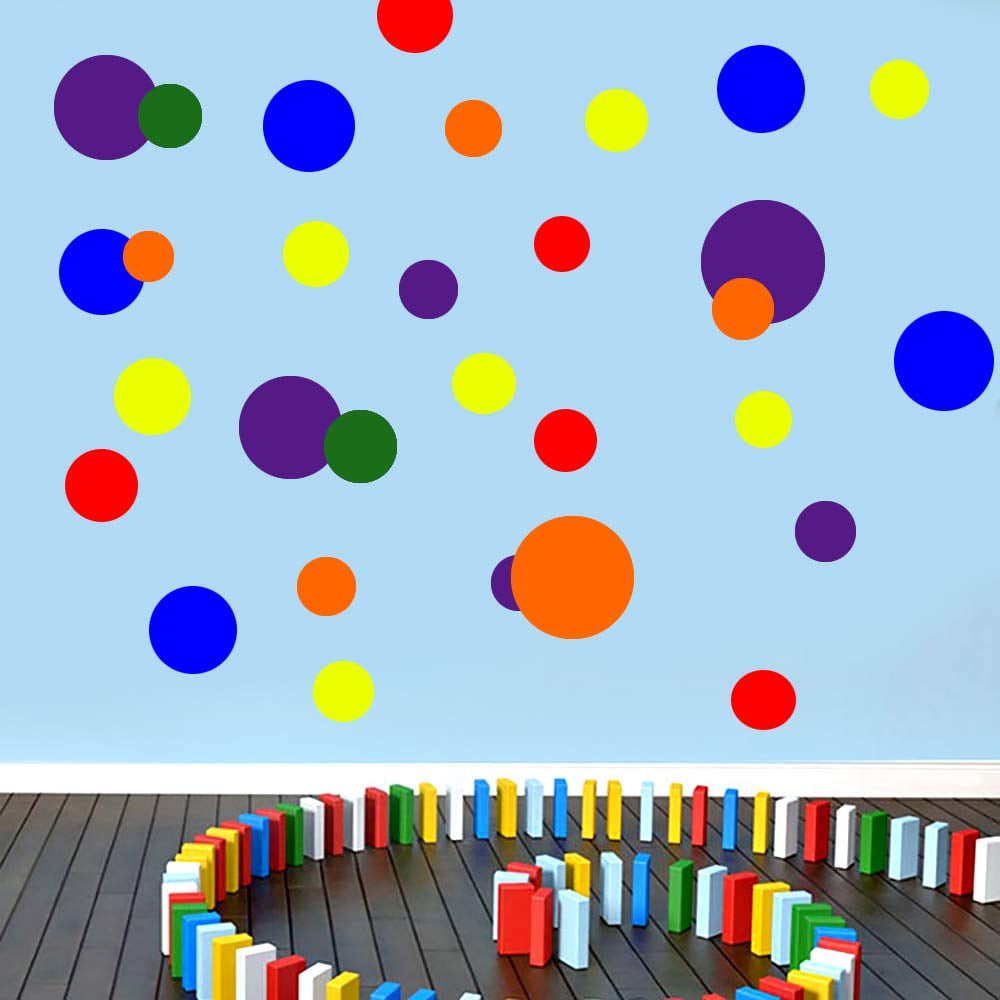 Juslike Creative Dots Wall Decals Primary Colors Dots Decals Rainbow