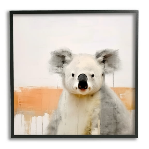 Stupell Industries Koala with Modern Drip Animals & Insects Painting Black Framed Art Print Wall Art, 12 x 12