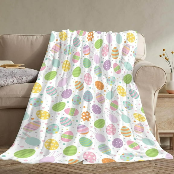 Gallickan Bunny Blanket Gifts for Girls, 40x50 Inches Cute Easter Eggs Throw Blanket - Lightweight Soft Fuzzy Plush Blankets for Couch, Sofa, A