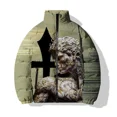 thumbnail image 2 of Parka para hombre Chaqueta para clima frío para hombre Ropa para hombre Abrigo de algodón nuevo y moderno Chaqueta con estampado de estatuas vintage Chaquetas Abrigos para hombre, 2 of 5