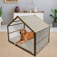 thumbnail image 2 of Modern Pet House, Nested Square Shaped Lines with Minimalist Simple Design Geometric Print, Outdoor & Indoor Portable Dog Kennel with Pillow and Cover, 5 Sizes, Black White Yellow, by Ambesonne, 2 of 4