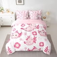 thumbnail image 2 of jejeloiu Pink Axolotl Salamander 7-Piece Twin Bedding Sets,Kawaii Flowers Blossom Bedding Comforter Set,Cartoon Cute Animal Sheet Sets For Girls,Breathable Home Decor Reversible, 2 of 8