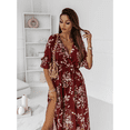 thumbnail image 2 of EASYBRA Women V Neck Floral Chiffon Midi Dress Side Slit Elegant Summer Casual Flowy Dress, 2 of 7