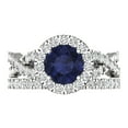 thumbnail image 2 of 1.92 ct Brilliant Round Cut Blue Sapphire 14k White Gold Halo Solitaire with Accents Engagement Bridal Wedding Ring Band Set size 10.25, 2 of 7