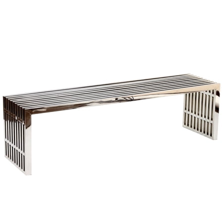 Afuera Living 17" Large Modern Stainless Steel Bench in Silver