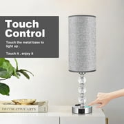 Crystal Table Lamp 17.9, 3-Way Dimmable with Touch Control, Bulb Included, USB Charging Port, AC Outlet – Suitable for Living Room, Bedroom, Study - Lighting