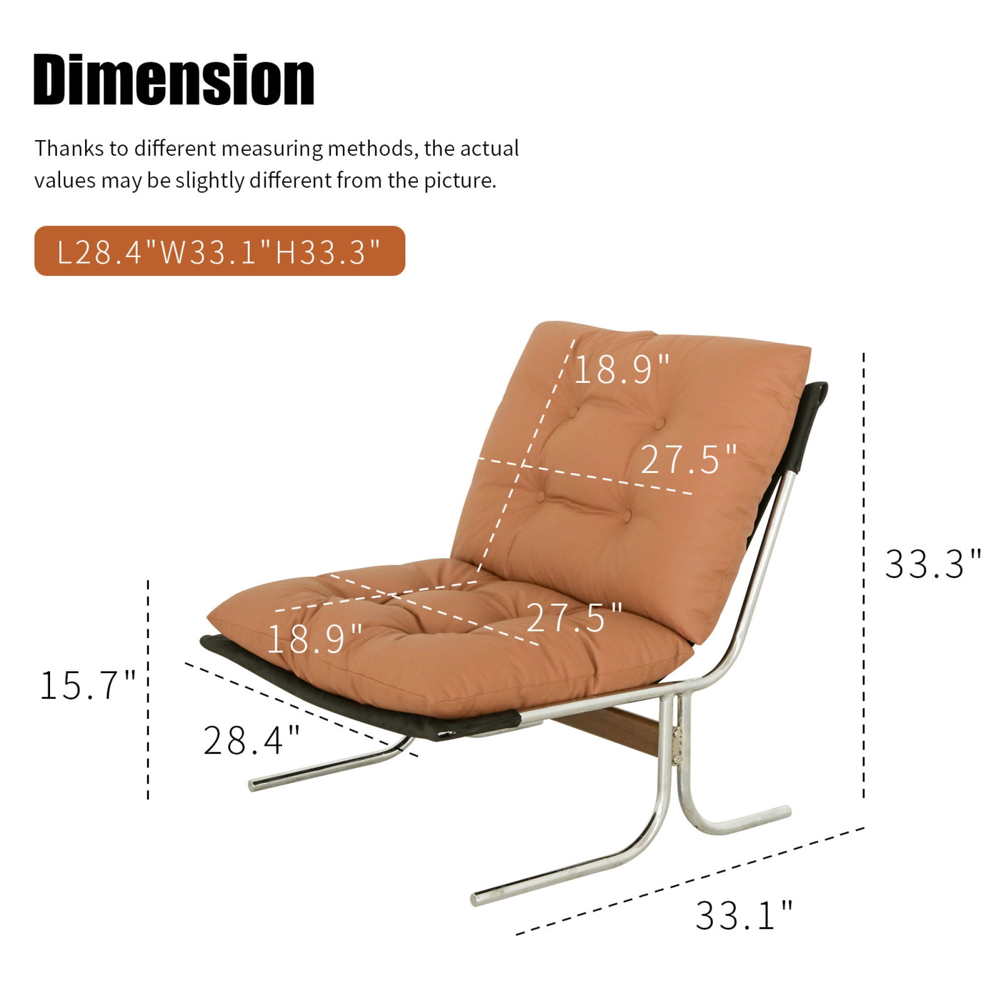 Leumius Modern Accent Chair Leather Armchair with High Back,Metal Legs,Soft Padded for Living Room/Office,Brown