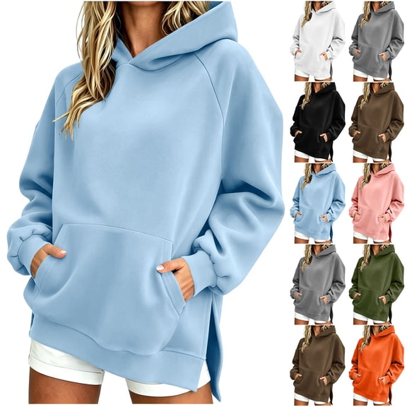 FchengtaiS Oversized Hoodies Sweatshirts for Womens Casual Loose Fleece Hooded Pullover Tops with Pockets and Side Split