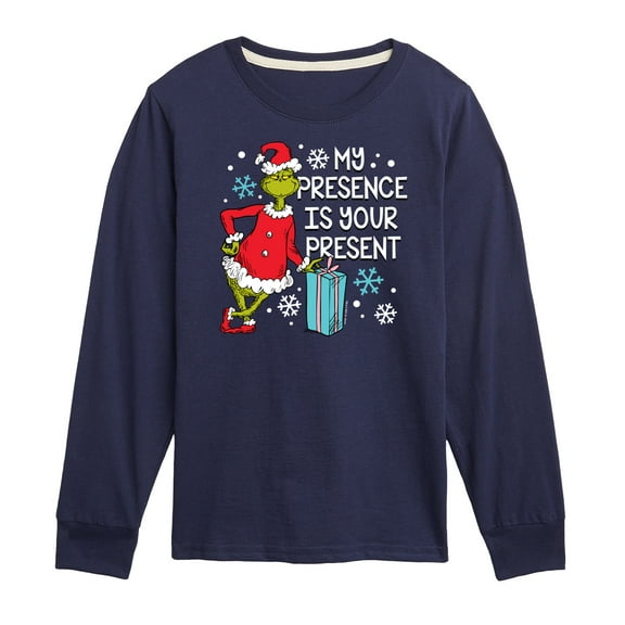 Dr. Seuss The Grinch - Christmas - My Presence Is Your Present - Toddler & Youth Long Sleeve Graphic T-Shirt