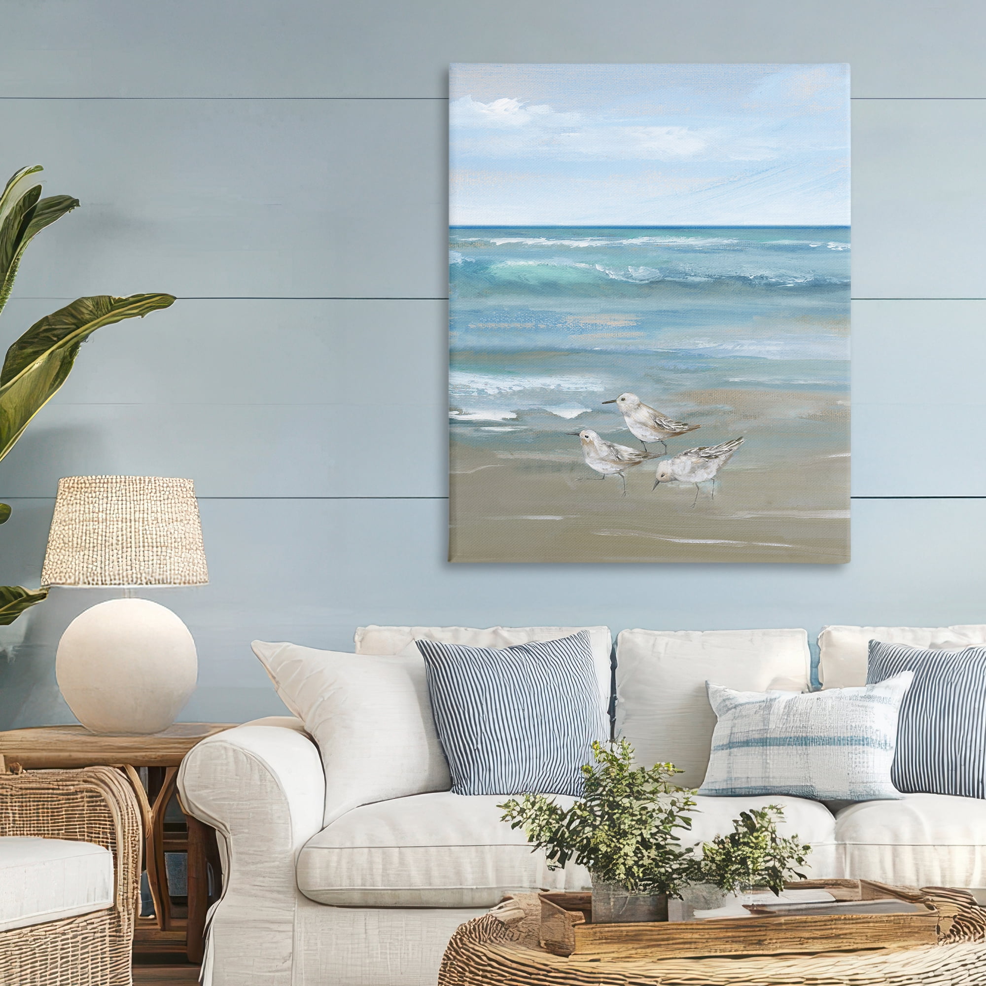 Stupell Industries Sanderlings on Gentle Waves Canvas Wall Art, design by Nan