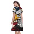 thumbnail image 2 of Horeoi American Bald Eagle Print Women's Short Sleeve Dress Breathable Polyester-Spandex All-Over Print A-Line Side Pockets Elastic Waist, 2 of 6