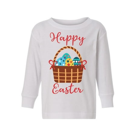 

Awkward Styles Happy Easter Toddler Long Sleeve Shirt Colorful Eggs Kids T-shirt
