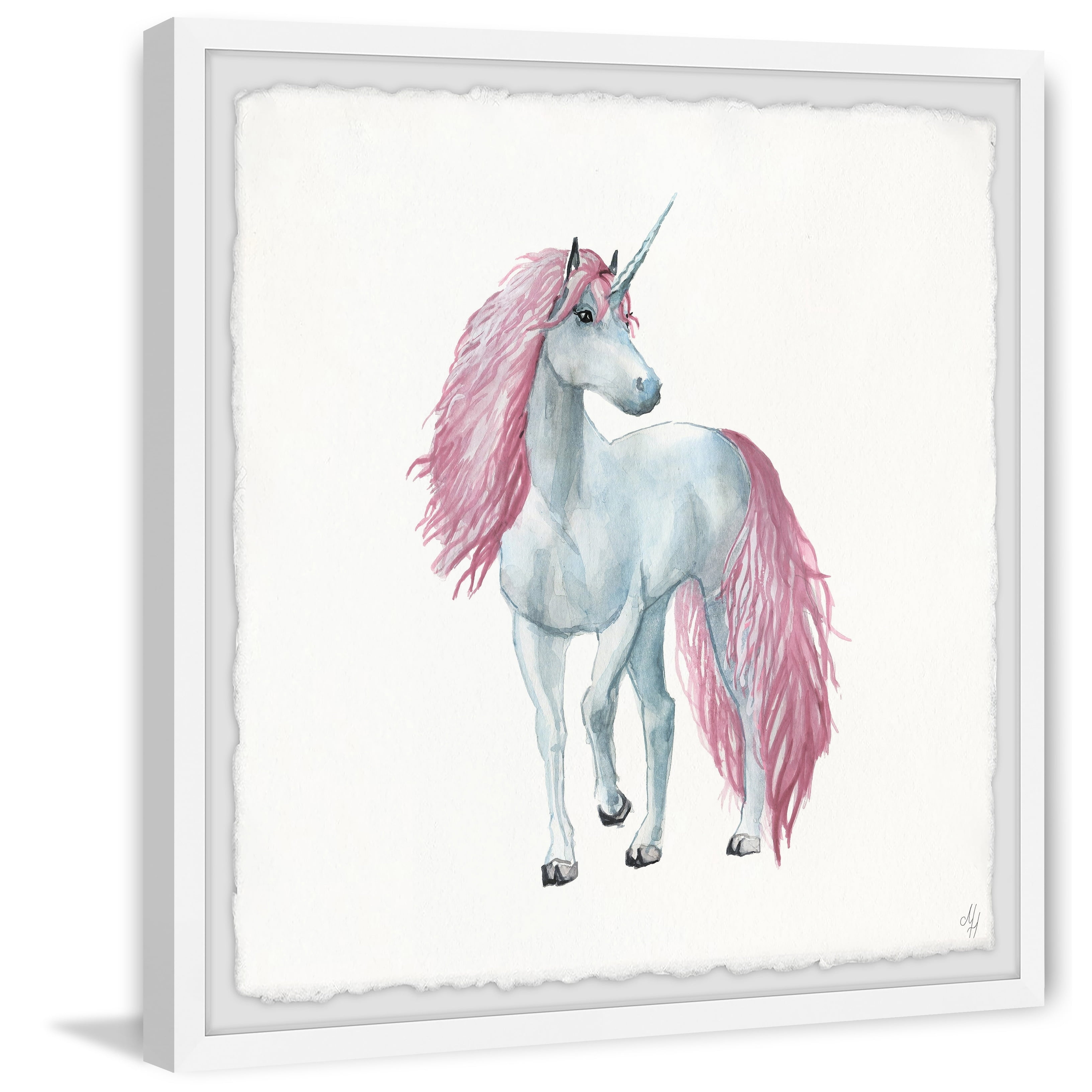 Marmont Hill Pink-haired Unicorn Framed Wall Art