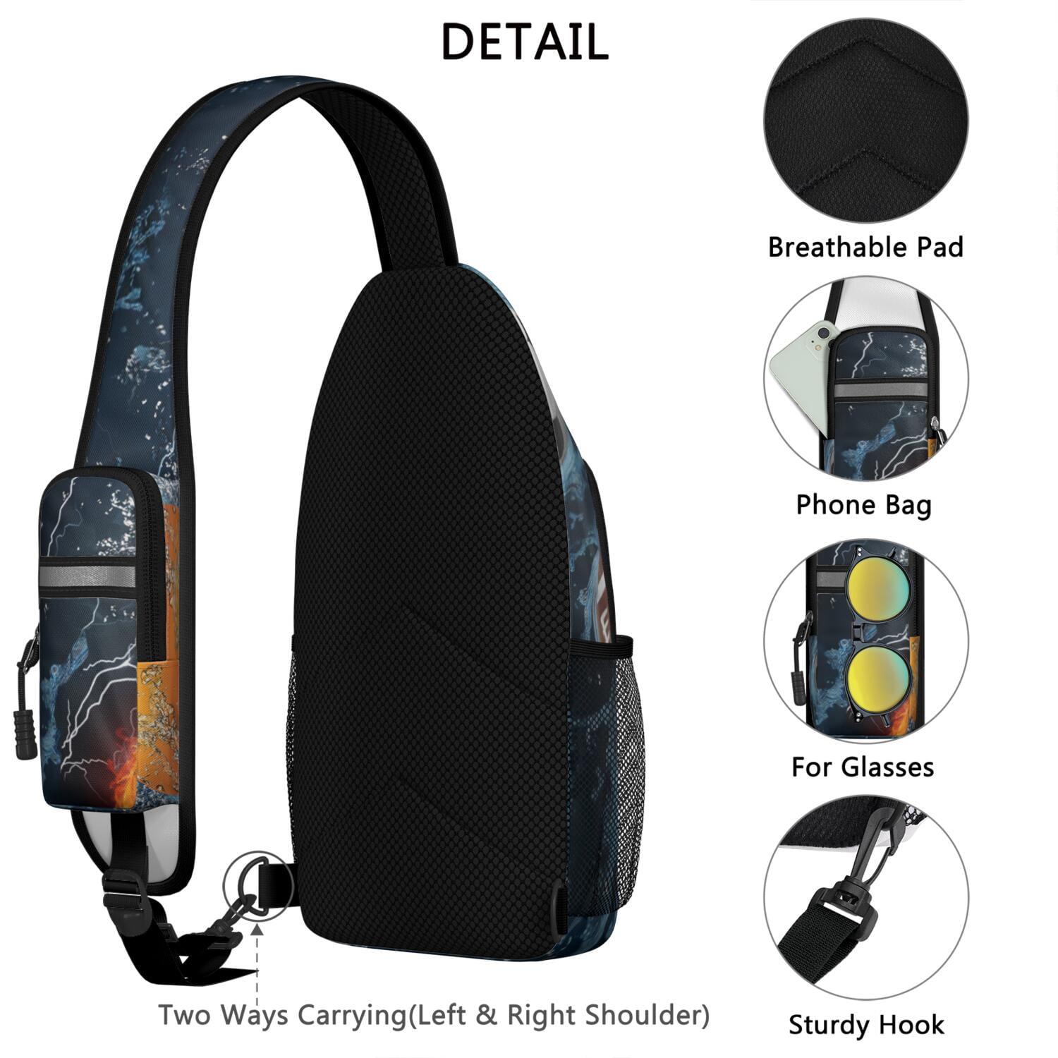 Athlete’s Team Sling Backpack for Softball and Football Lovers – Durable Crossbody Bag Featuring Breathable Padding, Anti-Theft Pocket, Mesh Side Pockets, Adjustable Strap, Ideal for Trai
