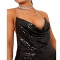 thumbnail image 2 of Femmes Paillettes Paillettes Mini Robe Sans Manches Spaghetti Sangle Wrap Bodycon Robe Sparkle Club Soirée Robe Noire M, 2 of 6