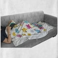 thumbnail image 6 of Cartoon Soft Flannel Fleece Throw Blanket, Animals Style Happy Dancing Animals Birds Owls, Cozy Plush for Indoor and Outdoor Use, 50" x 60", Sky Blue Pink Marigold, by Ambesonne, 6 of 6