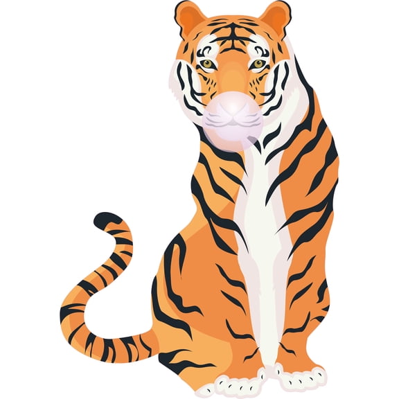 Multicolored Tiger Art Decoration Cartoon Style Bubble Gum Balloon Design Vinyl Kids Bedroom Nursery Wall Decal - 20" x 28" Home Living Room Jungle Large Cat Animal Decor Removable Wall Sticker