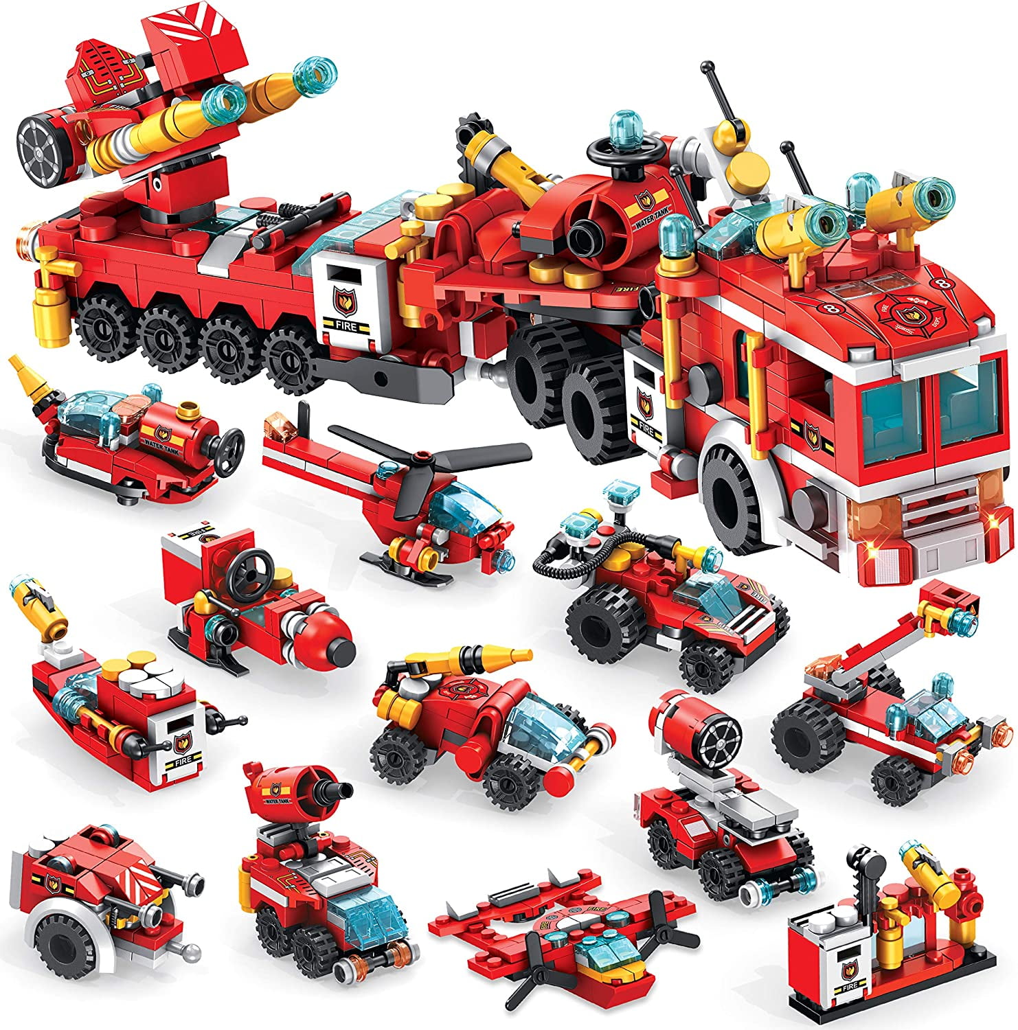 ToyHub STEM Building Toys for Kids, 25-in-1 Fire Truck Toys Building ...