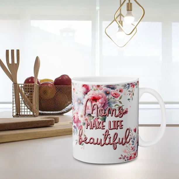 Fiudx Taza para El Día de La Madre, Taza Grande de Café de Cerámica, Capacidad de 340 Ml, Apta para Lavavajillas, Regalo Emocionante para Mamá, Amantes Del Té y El Café, Uso Diario, Ocasión Especial,