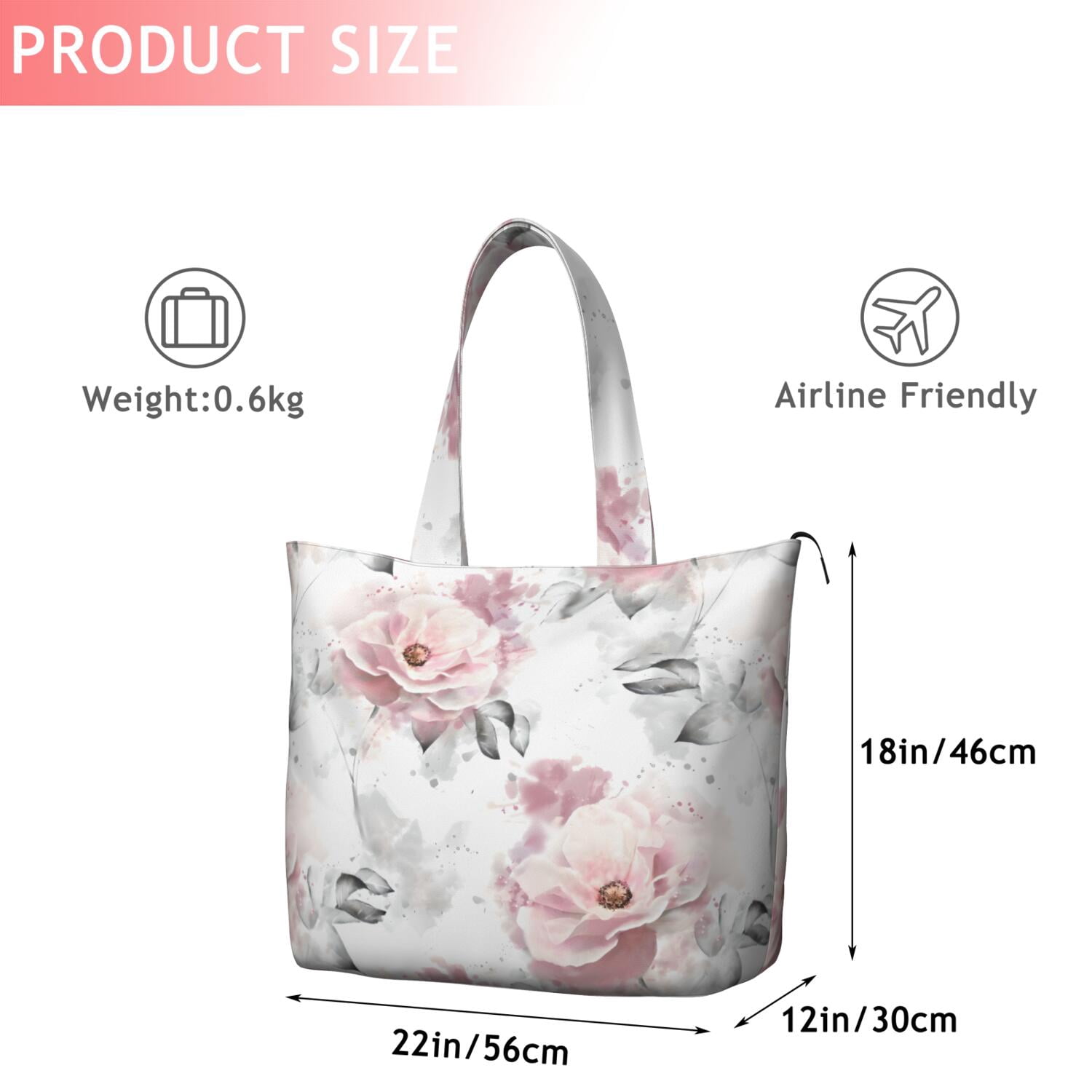 Pioneer Flower Floral Print Pattern Travel Tote Bags for Women Carry On,Large Weekender Bags for Women Travel,Multi Functional Duffle Bag for Work,Shopping,Sports