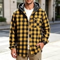 thumbnail image 5 of Button Down Plaid Jacket for Men,Long Sleeve Open Front Hooded Shacket Coat,with Drawstring and Check Pocket,Trendy Casual Outfits, 5 of 6