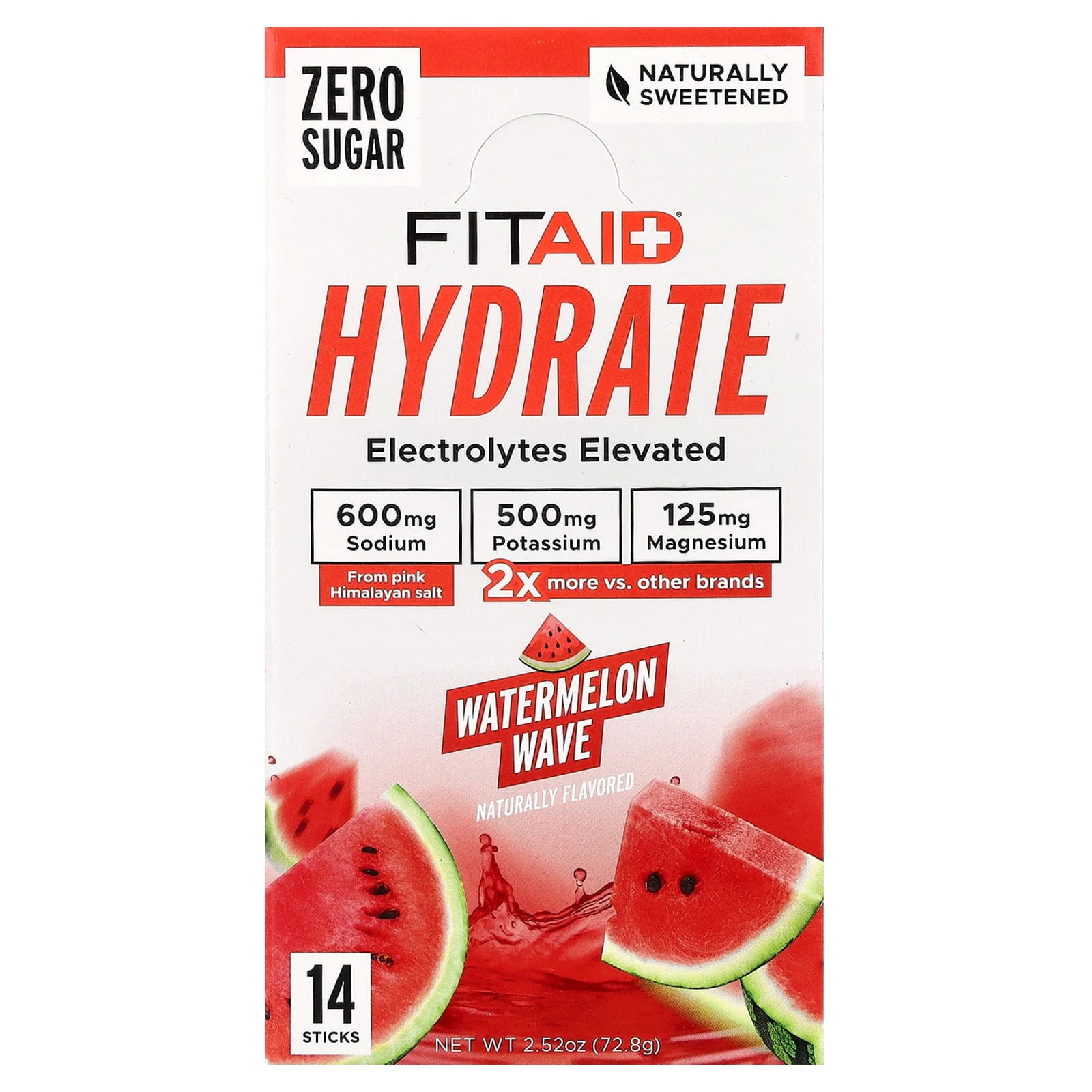FITAID Hydrate, Watermelon Wave, 14 Sticks, 0.18 oz (5.2 g)