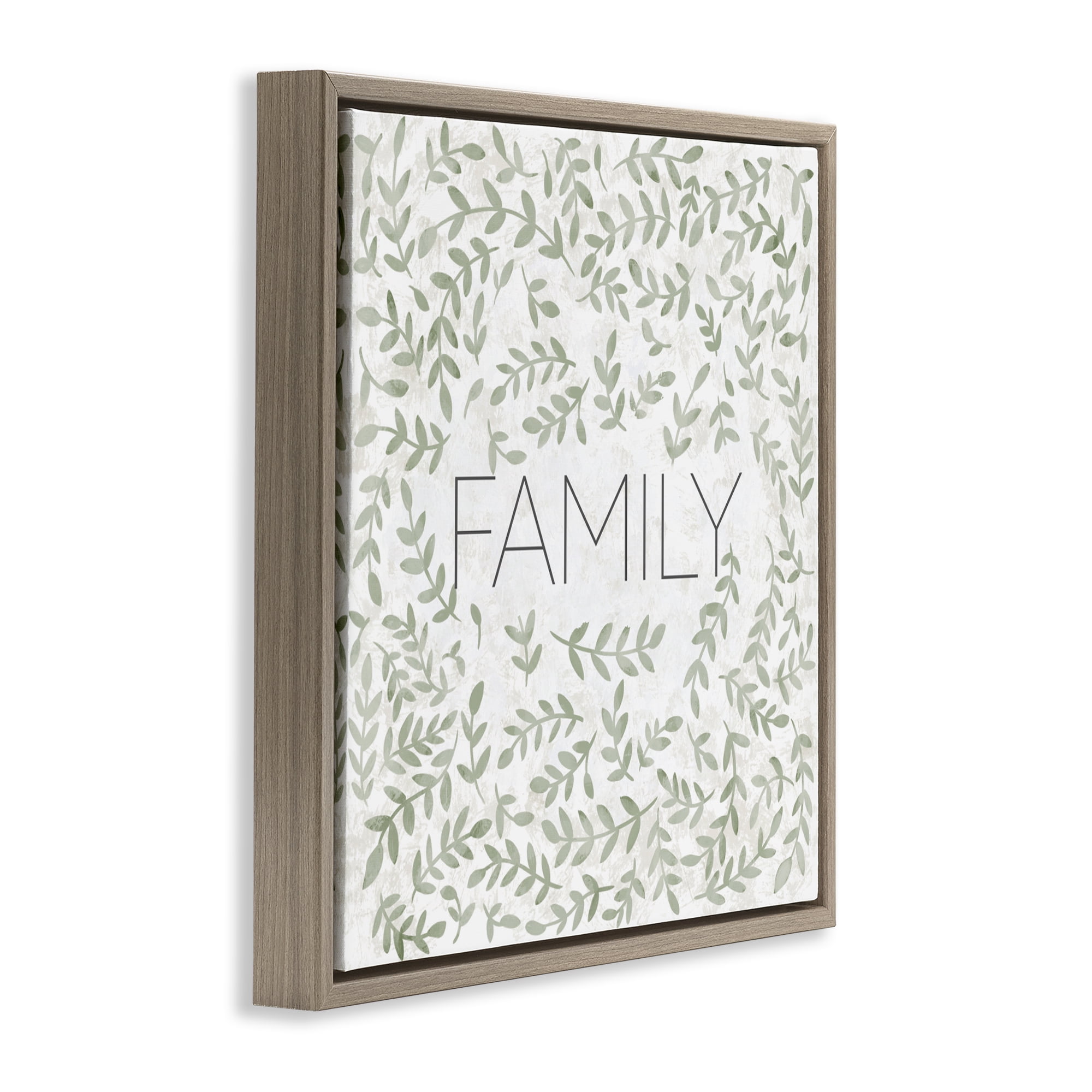 Stupell Industries Curved Ivy Sprigs Family Brown Framed Floater Canvas Wall Art, design by SD Graphics Studio