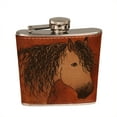 thumbnail image 1 of KuzmarK 6 oz. Leather Flask Set in Rose Wood Presentation Box -  Buttermilk Buckskin Quarter Horse Abstract Art by Denise Every, 1 of 2