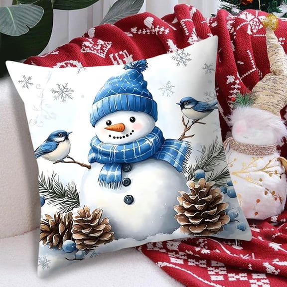 Lekihaqq 1 Packs Vintage Christmas Pillow Cover Flax Linen Decorative Cushion Case Holiday Home Decor Throw Pillowcase for Sofa Bed Living Room Festive Season
