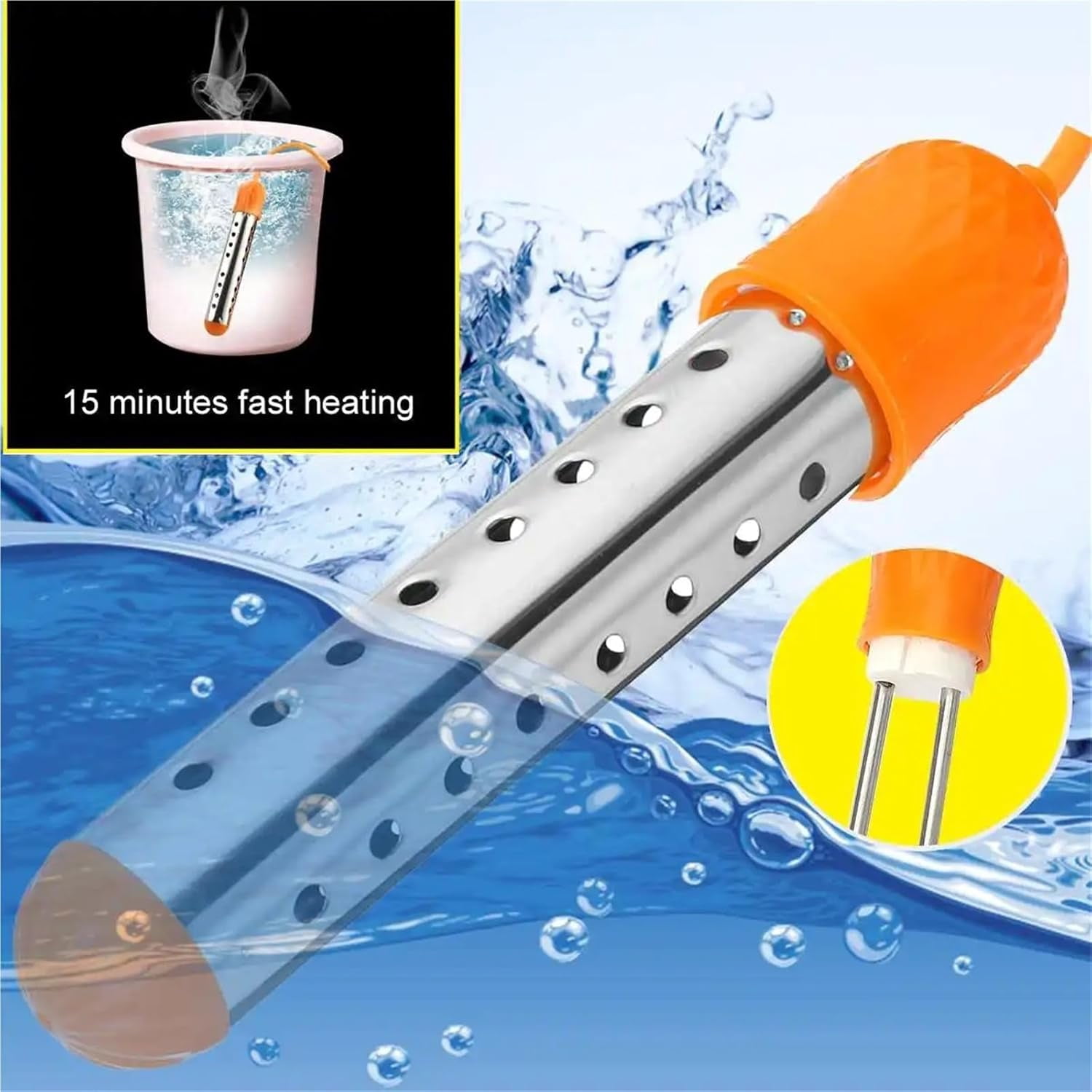 3000W Floating Electric Heater Boiler Water Heating Element Auto Power Off Immersion Suspension Bathroom Swimming Pool 220V(2500W-2)