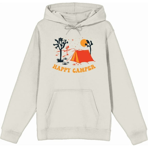 Adventure Society Happy Camper Sand Adult Long Sleeve Hoodie-Medium
