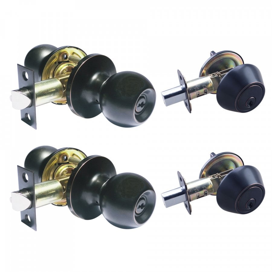 Locksets for Exterior doors and mobile home with deadbolt, 2 Pack Keyed