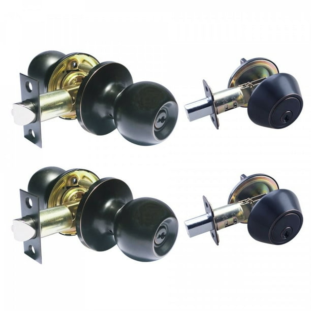 Locksets for Exterior doors and mobile home with deadbolt, 2 Pack Keyed Alike Entry door knob