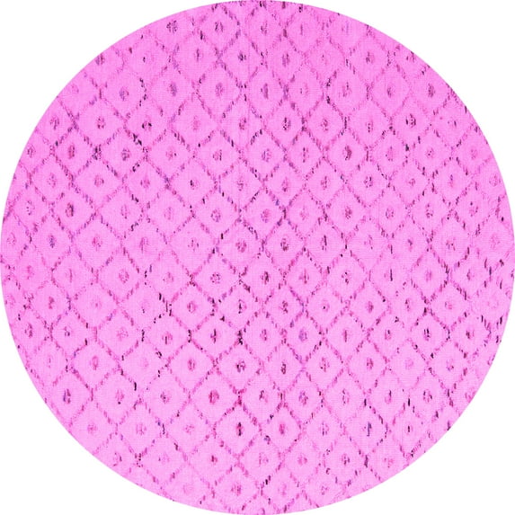 Ahgly Company Indoor Round Solid Pink Modern Area Rugs, 7' Round
