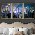 thumbnail image 3 of wall26 Framed Canvas Print Wall Art Set Aerial View of Futuristic City Skyline Cities Cityscape Photography Realism Modern Scenic Relax/Calm Dark for Living Room, Bedroom, Office - 24"x36"x, 3 of 5
