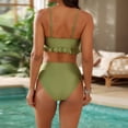 thumbnail image 4 of Womens Swimsuits Solid Color Beaded Rope High Waist Tummy Control 2Pcs Swimsuits Set Green XXL, 4 of 8
