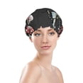 thumbnail image 3 of Easygdp Butterfly with Fowers Shower Caps for Women, Double Waterproof Layers Shower Cap, Quick Drying Bath Hair Cap Reusable, 3 of 9