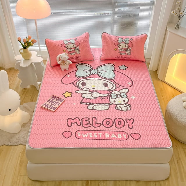 Sanrio Summer Kuromi Hello Kitty Bed Sheet Soft Kawaii Cinnamoroll My