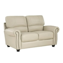 Lexicon Foxborough 21.5" Traditional Plywood and Leather Loveseat in Cream