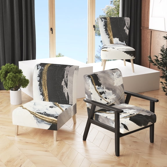 Designart 'Glam Painted Arcs II' Upholstered Transitional Accent Chair and Arm Chair