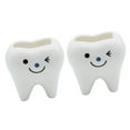 thumbnail image 3 of CIMAXIC Set of 2 Small White Ceramic Planter Pots Tooth Design for Indoor Plants, 3 of 8